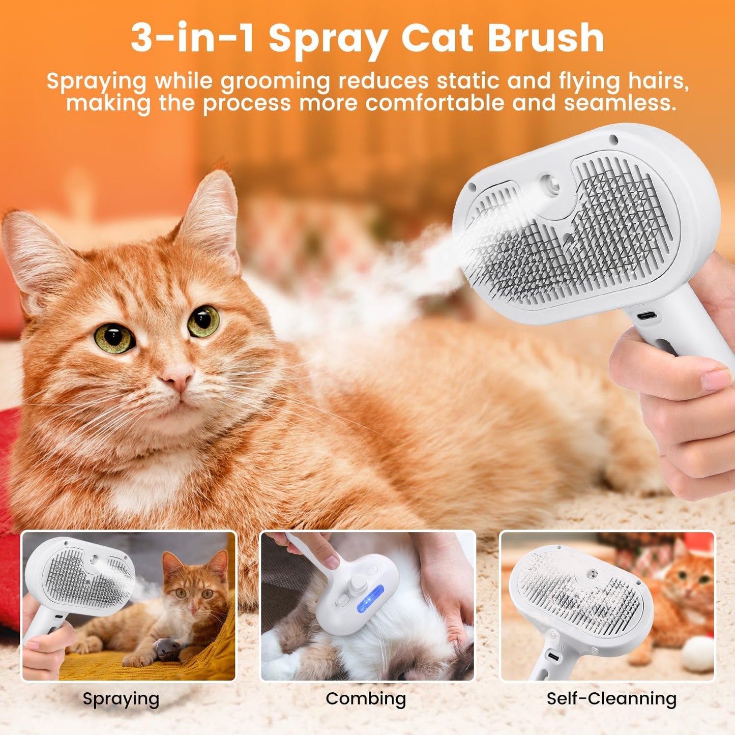 3 In 1 Pet Steam Brush